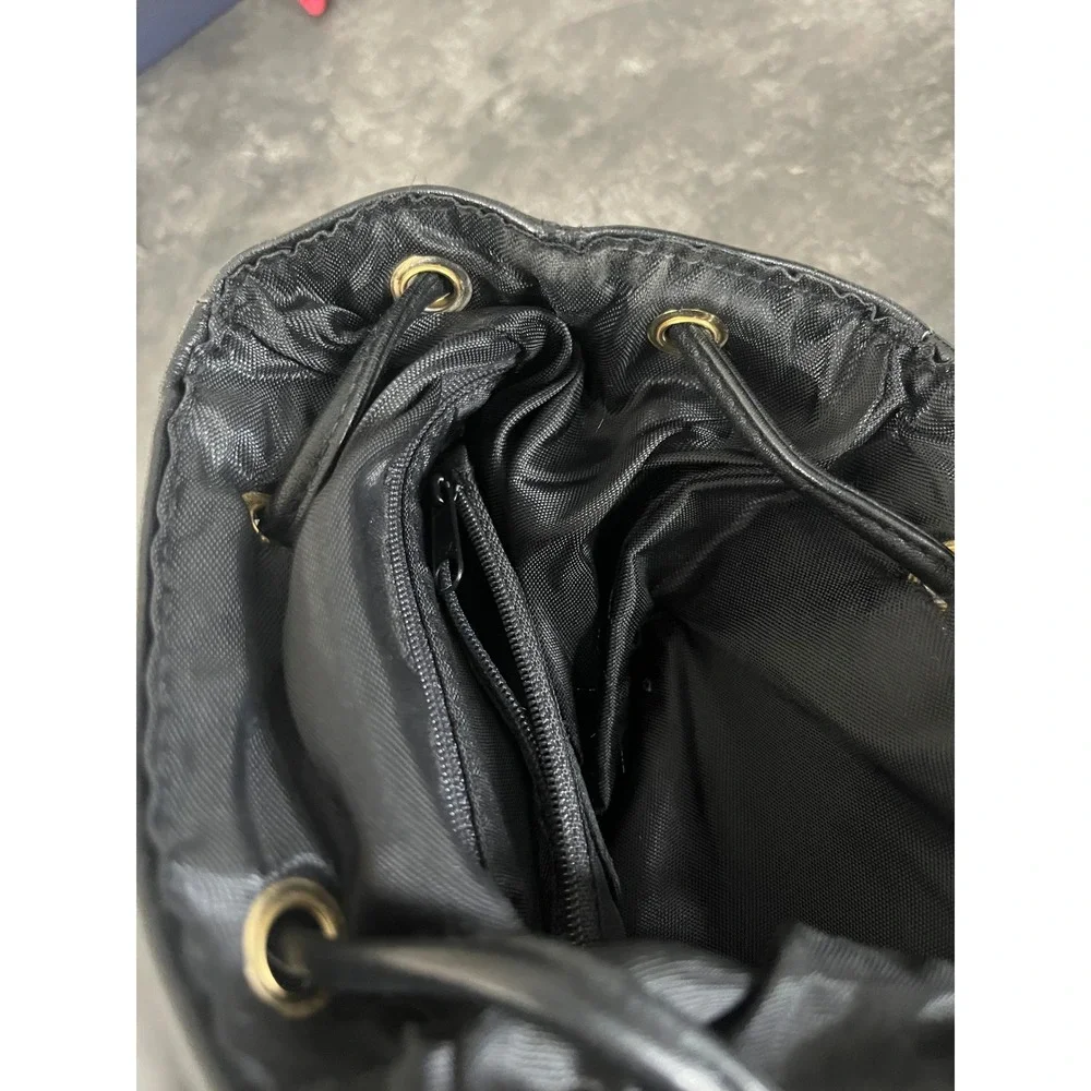 Tignanello Leather Sling Backpack Small Black Gold Hardware Travel Butter Soft